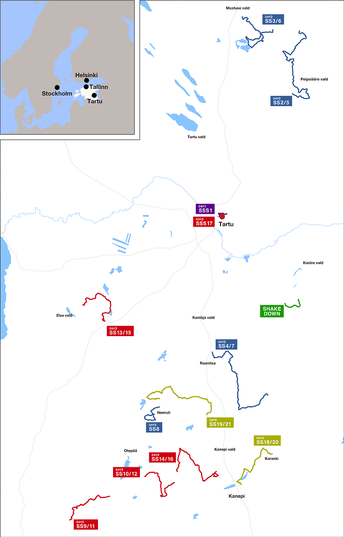 Mapa Rally de Estonia
