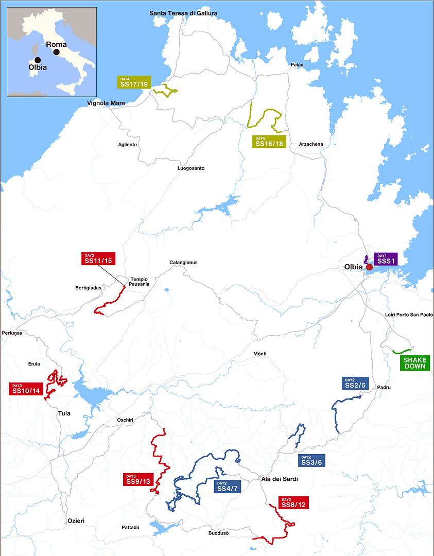 Mapa Rally Cerdeña 2023